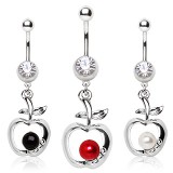 Piercing nombril cerise et perle (D122)