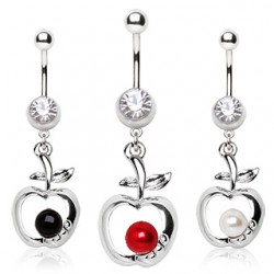 Piercing nombril cerise et perle (D122)