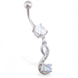 Piercing nombril vrille et zircone transparent (D149)