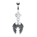 Piercing nombril gothique 72 - Crâne ailé