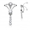 Piercing nombril tribal 49 - Inversé strass transparents