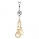 Piercing nombril menottes 02 - Jaune pendant