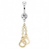 Piercing nombril menottes 02 - Jaune pendant