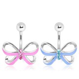Piercing nombril noeud papillon 04 - Rose ou bleu-clair