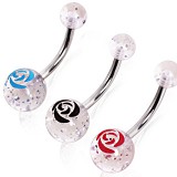 Piercing nombril UV 85 - Fleur et paillettes