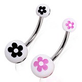 Piercing nombril UV 86 - Fleur sur fond blanc