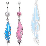 Piercing nombril plume 19 - Colorée strass