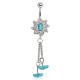Piercing nombril pierre semi-précieuse 26 - Turquoise deluxe