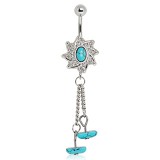 Piercing nombril pierre semi-précieuse 26 - Turquoise