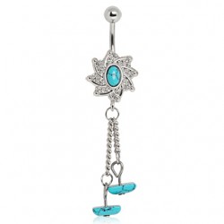 Piercing nombril pierre semi-précieuse 26 - Turquoise