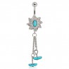 Piercing nombril pierre semi-précieuse 26 - Turquoise deluxe