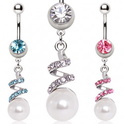 Piercing nombril vrilles et perle (D143)