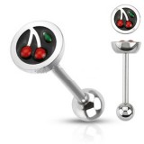 Piercing langue 69 - Cerise plate
