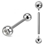 Piercing langue 73 - Vis interne strass boules