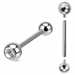 Piercing langue 73 - Vis interne strass boules