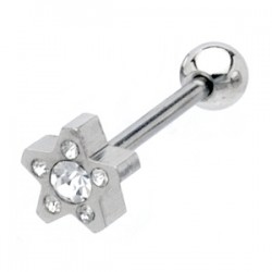 Piercing langue 90 - étoile strass