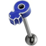 Piercing langue 118 - Femme sur fond bleu