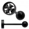 Piercing pour langue PVD 12 - Croix de malte cercle noir