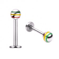Piercing micro-labret 26 - Acier rasta boule