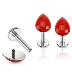 Piercing micro-labret 14 - Goutte rouge