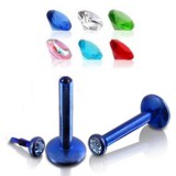 Piercing micro-labret 88 - Strass in PVD bleu