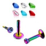 Piercing micro-labret 89 - Strass in PVD rainbow