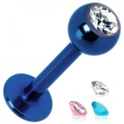 Piercing micro-labret 23 - PVD bleu strass