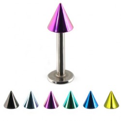 Piercing labret 127 - PVD et acier pointe