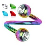 Piercing micro-spirale 21 - Rainbow strass