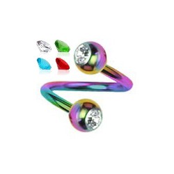 Piercing micro-spirale 21 - Rainbow strass