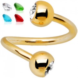 Piercing micro-spirale 22 - Plaqué-or strass
