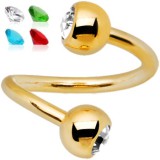 Piercing spirale 38 - PVD plaqué-or strass