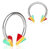 Piercing fer à cheval 17 - UV Rasta pointes