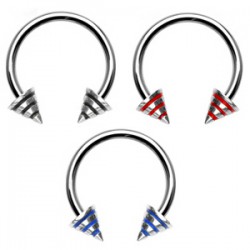 Piercing fer à cheval 28 - Métal pointes striées