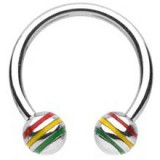 Piercing fer à cheval 21 - Acier rasta boules