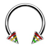 Piercing fer à cheval 22 - Acier rasta pointes