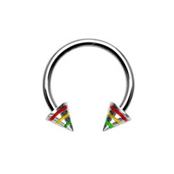 Piercing fer à cheval 22 - Acier rasta pointes