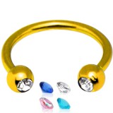 Piercing fer à cheval 24 - PVD plaqué-or strass