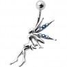 Piercing nombril fée 08 - Aile avec strass bleu-clair