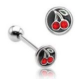 Piercing langue 47 - Cerise fond noir