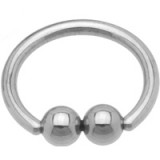 Piercing anneau 1,6mm 82 - Deux boules horizontales