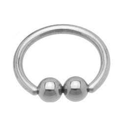 Piercing anneau 1,6mm 82 - Deux boules horizontales
