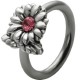 Piercing anneau 1,6mm 96 - Fleur strass rose