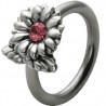 Piercing anneau 1,6mm 96 - Fleur strass rose