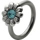Piercing anneau 1,6mm 97 - Fleur strass bleu-clair