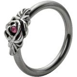 Piercing anneau 1,6mm 98 - Fleur strass lilas
