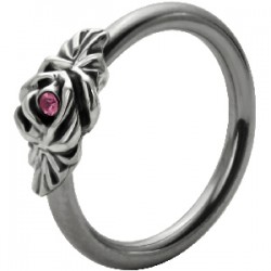 Piercing anneau 1,6mm 98 - Fleur strass lilas