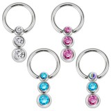 Piercing anneau 1,6mm 14 - Triple strass