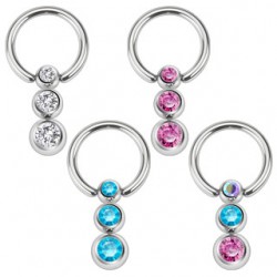 Piercing anneau 1,6mm 14 - Triple strass