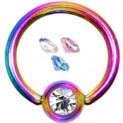 Piercing anneau 1,6mm 30 - PVD rainbow strass